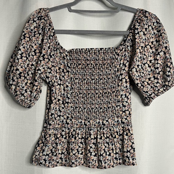 PAIGE Azul Floral Puff Sleeve Black and White Blouse XS - Picture 4 of 12